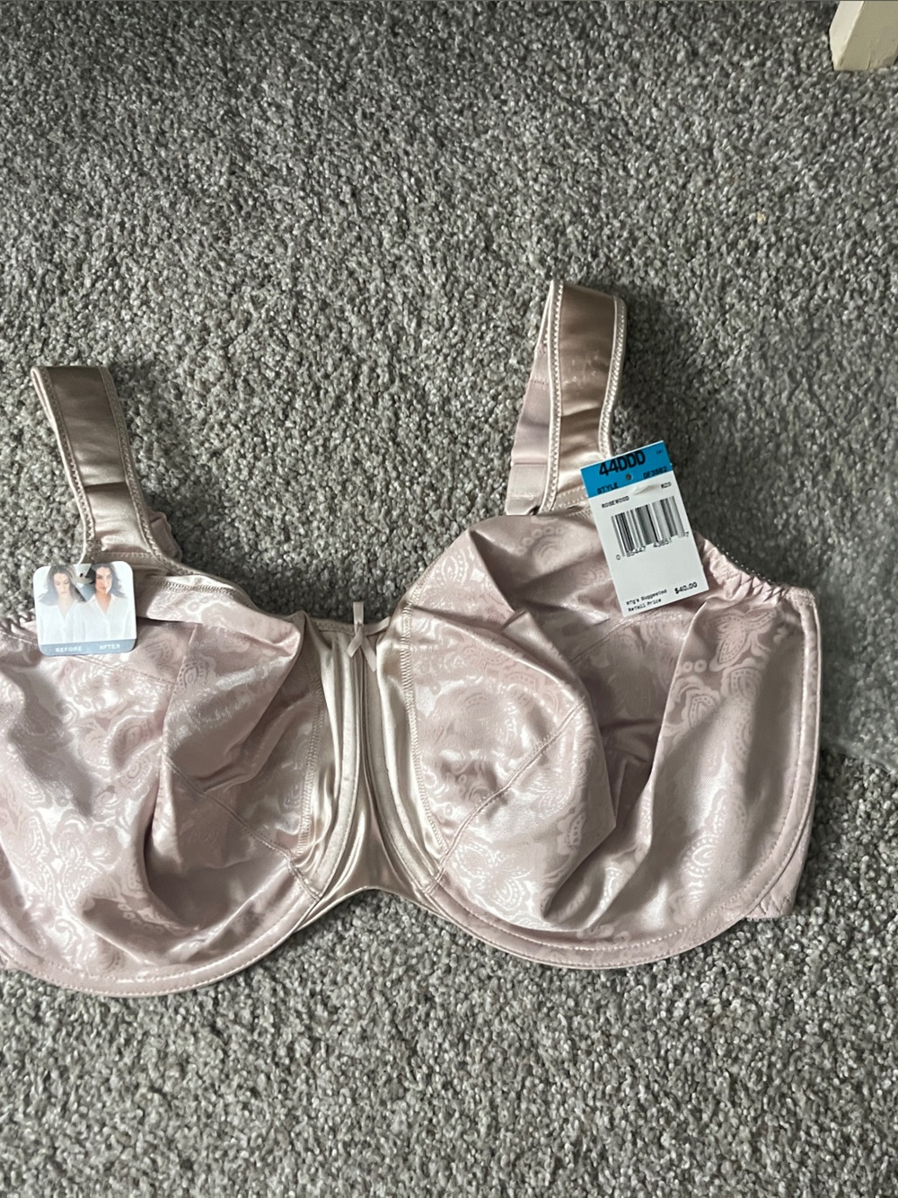 Full‑Coverage Lace‑Effect Underwire Bra in Light Mauve